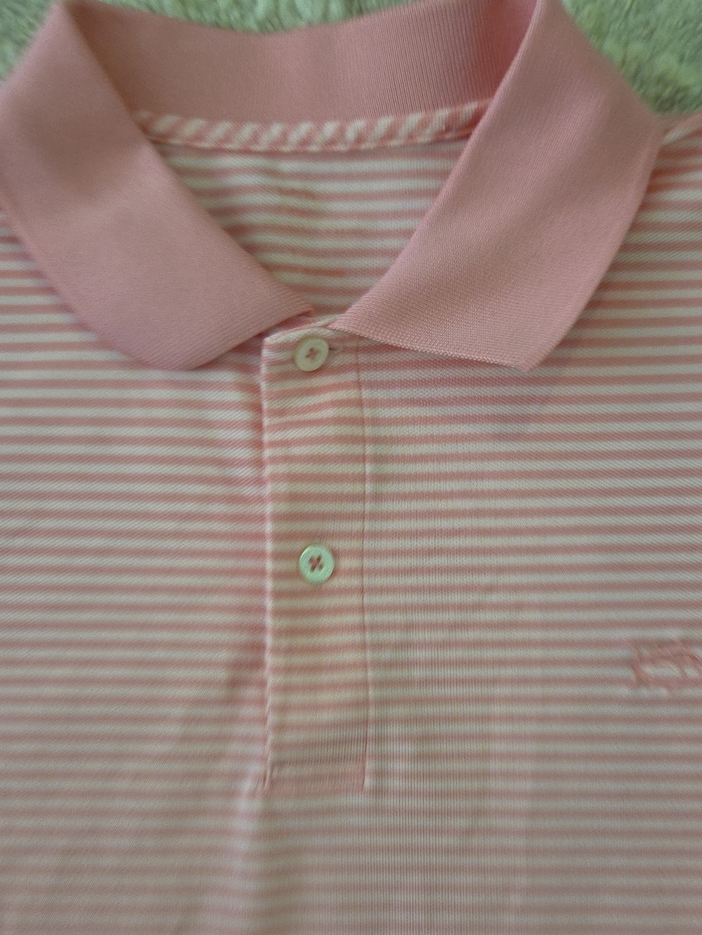 Southern Tide Men's Medium Pink White Striped Skipjack Polo Shirt M Cotton